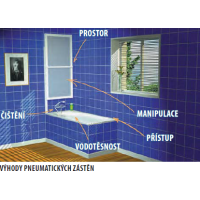 Polysan RIONI vaňová zástena s pneumatickým zdvihom, š. 710mm, strieborná, číre sklo 72915