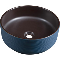 Sapho PRIORI keramické umývadlo na dosku, Ø 41 cm, modrá/hnedá PI033