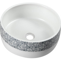 Sapho PRIORI keramické umývadlo na dosku, Ø 41 cm, biela s modrým vzorom PI027