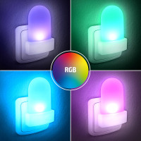 Solight nočné LED RGB svetielko so svetelným sensorom, voliteľná farba svetla, 230V