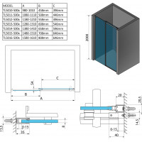 Polysan THRON LINE SQUARE sprchové dvere 1100 mm, hranaté pojazdy, číre sklo TL5011-5002