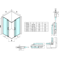 Gelco DRAGON štvorcový sprchovací kút 1000x1000mm L/P variant, rohový vstup GD4210GD4210