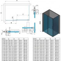 Polysan THRON LINE SQUARE obdĺžnikový sprchovací kút 1200x700mm, hranaté pojazdy TL1270-5002