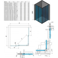 Polysan THRON LINE ROUND obdĺžnikový sprchovací kút 1000x900mm, okrúhle pojazdy, rohový vstup TL2090-5005