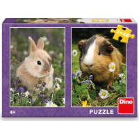 DINO Puzzle Králiček a morča 2x48 dielikov