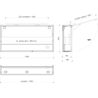 Sapho CLOE galerka s LED osvetlením 100x50x18cm, biela CE100-0030