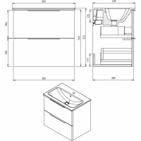 Sapho CIRASA umývadlová skrinka 58x54x39cm, dub strieborný CR592-1111