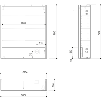 Sapho LINEX galerka s LED osvetlením, 60x70x15cm, ľavá/pravá, brest bardini LX060-0013