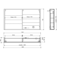 Sapho ALIX galerka s LED osvetlením, 2x dvierka, 126x70x17,5 cm, borovica rustik AX126-0016