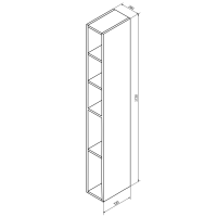 Sapho ESPACE otvorená policová skrinka 20x172x32cm, borovica rustik ESC100-1616