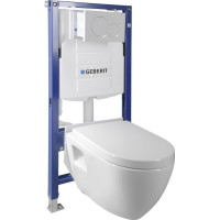 Závesné WC Nera s podomietkovou nádržkou do sadrokartónu a tlačidlom Geberit, biela WC-SADA-16