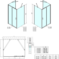 Polysan EASY LINE trojstenný sprchovací kút 1100x900mm, L/P variant, sklo Brick EL1138EL3338EL3338