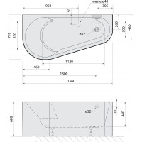 Polysan PROJEKTA DL MONOLITH nástenná stojaca vaňa 156x77x60cm, biela 20111MDL