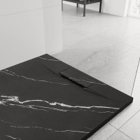 Sprchová SMC vanička REA Bazalt CARRARA BLACK 90x90 cm - imitácia kameňa - čierna