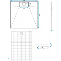 Sprchová SMC vanička REA BAZALT GREY 90x90 cm - imitácia kameňa - šedá