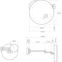 Sapho X-ROUND BLACK kozmetické zrkadlo s LED osvetlením ø 200mm, okrúhle, čierna XR016B