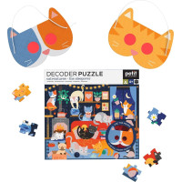 Petit Collage Puzzle mačky 100 ks s 3D okuliarmi