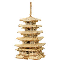 RoboTime drevené 3D puzzle Päťposchodová pagoda