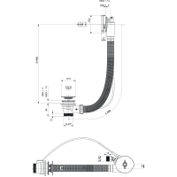 Polysan Vaňová súprava s napúšťaním, bovden, dĺžka 600mm, zátka 72mm, chróm 71851