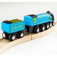 Bigjigs Rail Drevená replika lokomotívy Mallard + 3 koľaje