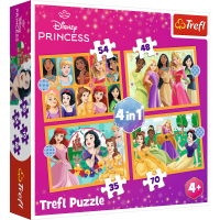 TREFL Puzzle Disney princeznej: Rozprávkové príbehy 4v1 (35,48,54,70 dielikov)