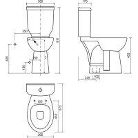 CREAVIT HANDICAP WC kombi zvýšený sedák, spodný odpad, biela BD301.410.00