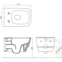 Závesné WC BELLO Rimless s podomietkovou nádržkou a tlačidlom Schwab, biela 100214-SET5