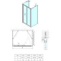 Polysan EASY trojstenný sprchovací kút 900x900mm, skladacie dvere, L/P variant, číre sklo EL1990EL3315EL3315