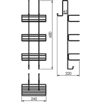 Gedy CHROM LINE polica do sprchy závesná, 240x680x220mm, chróm 2486