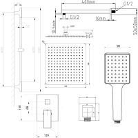 Sapho CUBEMIX podomietkový sprchový set s pákovou batériou, 2 výstupy, posuvný držiak sprchy, zlato mat CM042GB-02