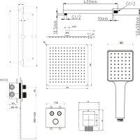 Sapho SMART SELECT podomietkový sprchový set s termostatickou batériou, 2 výstupy, posuvný držiak sprchy, zlato mat RP042GB-02