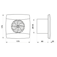 Cata UC-12 T kúpeľňový ventilátor axiálny s časovačom, 12W, potrubie 120mm, čierna 01302000