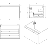 Sapho LOREA skrinka s umývadlom 101x46x51, 5cm (30+70 cm), pravá, biela mat LE070-3131-R-01