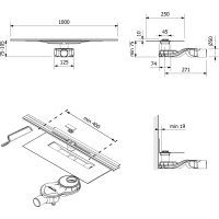 Polysan SLIM RIVER nerezový podlahový žľab s roštom, L-400-1000, DN50 RV100