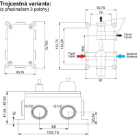 Sprchová podomietková batéria s trojcestným prepínačom, Eve, Mbox