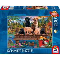 SCHMIDT Puzzle Psia rodinka pri jazere 1000 dielikov