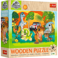 TREFL Drevené puzzle Jurský svet: Zoznám sa s dinosaurami 24 dielikov