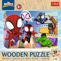 TREFL Drevené puzzle Spidey a jeho úžasní priatelia 24 dielikov