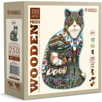 WOODEN CITY Drevené puzzle Ozdobená mačka 250 dielikov