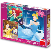 DINO Puzzle Disney princeznej: Popoluška, Ariel a Bella 3x55 dielikov