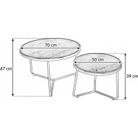 Konferenčný stolík ROUND FRAME - čierny mramor/čierny - 70x47 cm