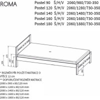 Posteľ z masívu borovice ROMA - 200x140 cm - biela