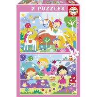 EDUCA Puzzle Jednorožce a Víly 2x48 dielikov