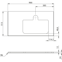 Sapho BRAHEA doska rockstone s otvorom 96, 6x51, 5cm, pravá, biela mat BT097-0101-R