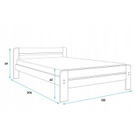 Posteľ z masívu borovice DAVE 200x120 cm - prírodná