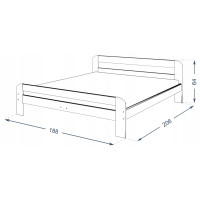 Posteľ z masívu borovice DAVE 200x180 cm - prírodná
