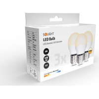 ECOLUX LED žiarovka Ecolux 3-pack, miniglobe, 6W, E27, 3000K, 450lm, 3ks