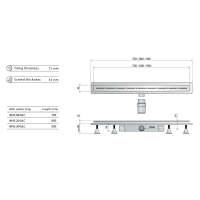 Omp Tea RENOVA ECO LINE podlahový žľab s nerezovým roštom, L-800, DN40 4943.204.8C