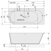 Polysan SUSSI R rohová stojaca vaňa liaty mramor 160x70x49,5 cm, antracit mat 90191R.51