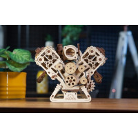 Ugears 3D drevené mechanické puzzle Motor V8